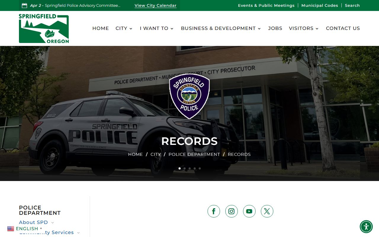 Springfield Police Department website for Springfield jail mugshots and arrest records
