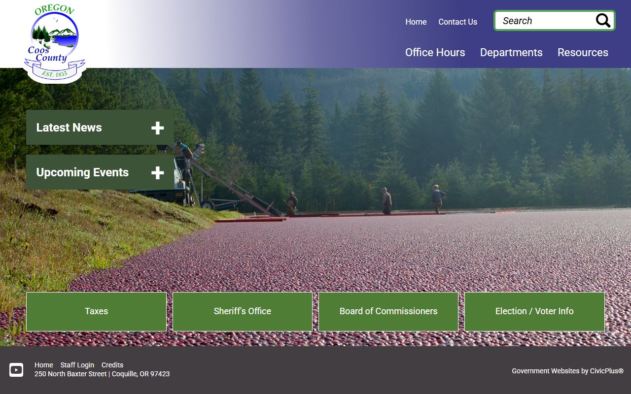 Coos County website for public records and jail mugshot information