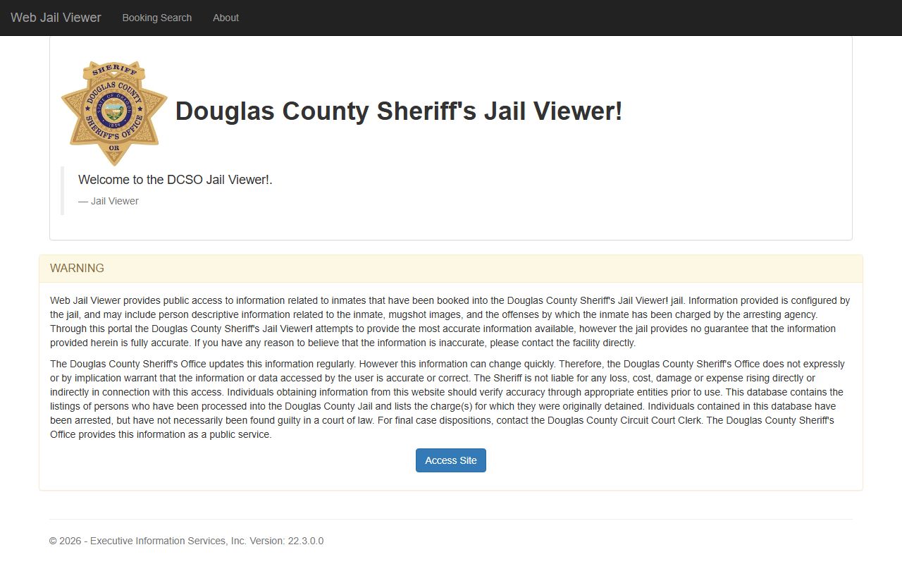 Douglas County Jail Viewer for jail mugshots and inmate booking records