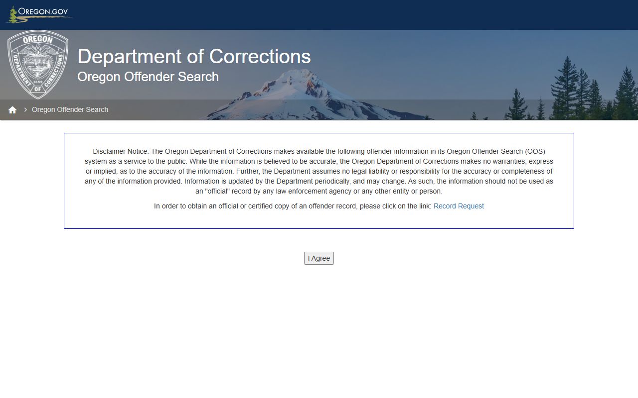 Oregon DOC Offender Search tool for jail mugshots and inmate lookup